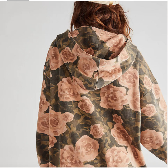 Free People It's A Vibe Printed Hoodie Floral XS NEW - Picture 2 of 5